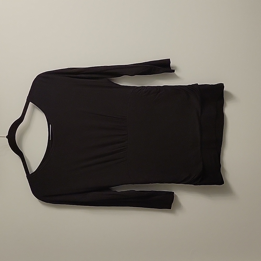 3/4 Sleeve Black Round Neck Top (Small)